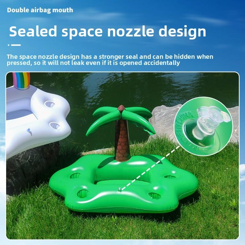 Inflatable Rainbow Cloud Ice Bar Tray Coconut Tree Cup Holder Floating Drink Rack For Summer Pool Party Beverage Storage Decor