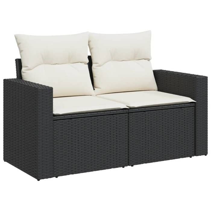 VidaXL Garden Sofa with Cushions 2-Seater, Seat with Backrest, Patio Furniture Backyard Terrace Outdoor, Black 366004