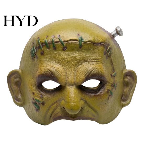 Fade-resistant Retro Horror Gear Halloween Cosplay Masque for Adults Men Women, Realistic Creepy Durable Lightweight Foam Prop Green Half Face