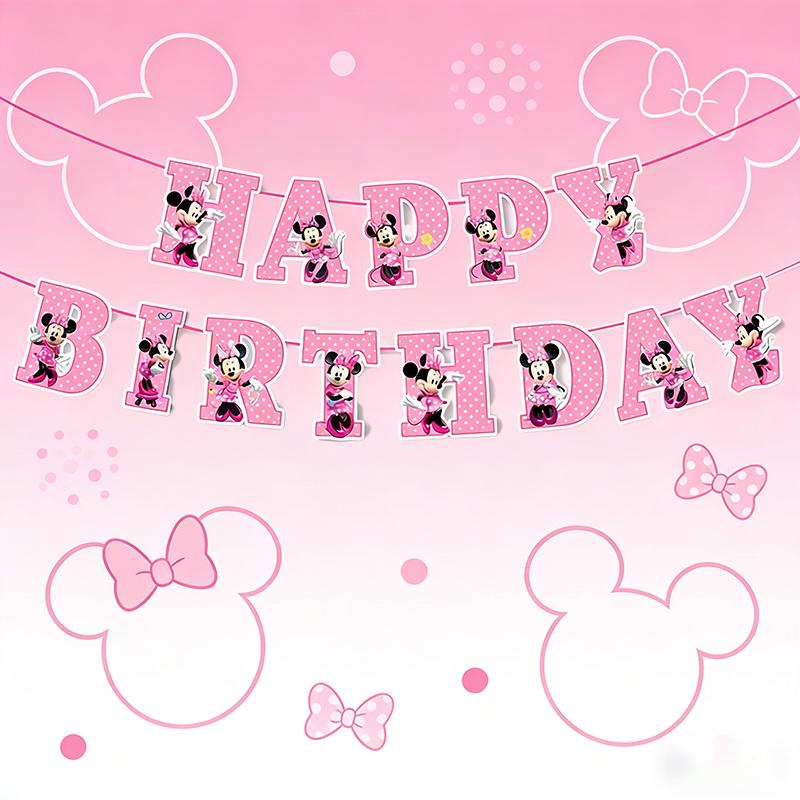 Disney Minnie s Birthday Party Banner Suitable for Celebration Event Themes, Festive Decorations, Applicable for Parties and Family Gatherings