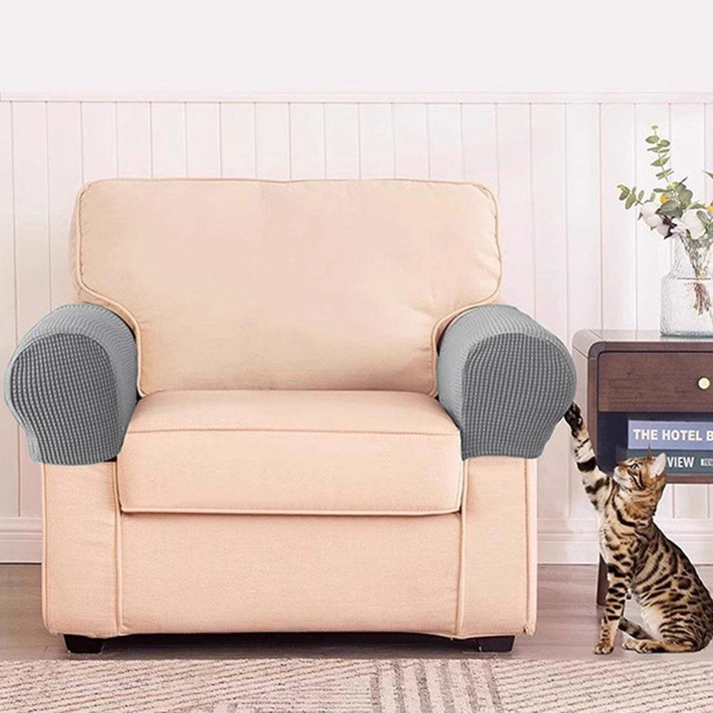 1Pair Stretch Sofa Armrest Cover Anti-slip Jacquard Sofa Cover Dust-proof Elastic Couch Arm Protector for Home Furniture Decor