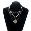 Multilayer Star Love Heart Pendant Necklace Women Imitation Pearl Chain Bridal Neck Jewelry Accessories