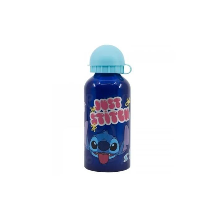 Bouteille / Gourde Aluminium - STITCH - 400ml - Bec verseur - Bouchon de sécurité - Bleu