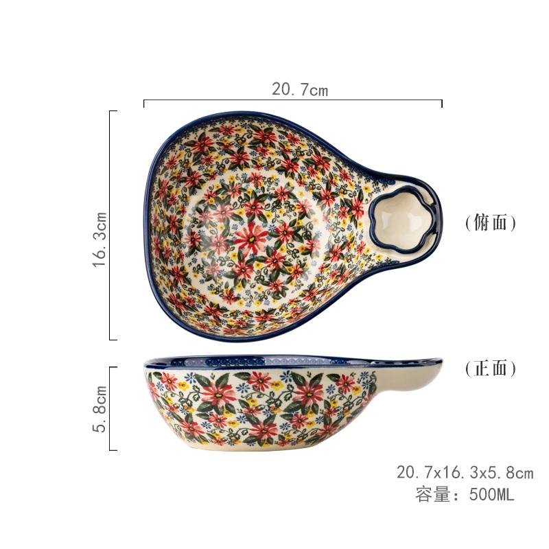 Vintage Floraler Keramikteller Knödelteller mit Essigschälchen Gemüsesalatschüssel Obstschale Snackteller Keramikgeschirr