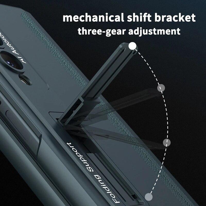 Supporto Magnetico Pieghevole Portapenne Cerniera Cover per Samsung Galaxy Z Fold 5 4 3 5G Cover Rigida in PC Pellicola in Vetro per Z Fold3 Fold4 Fold5
