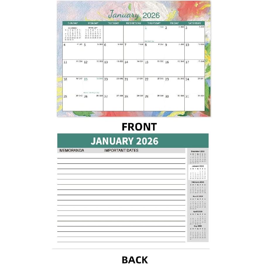 2026 Desk Calendar, 12 Months Standing Flip Calendar,JAN 2026 - DEC 2026, 10" x 8.3", Thick Paper, Strong Binding, Stand Up Calendar, with Memo Pages