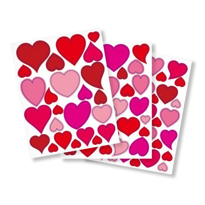 Plain Heart Stickers from 0.8 To 3.9 Cm 88 Pieces
