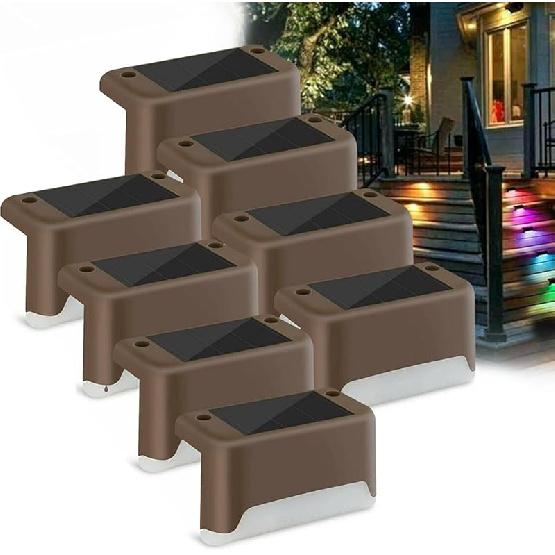 EROCK 8 Pack Solar Deck Lights, LED Solar Step Lights Waterproof Solar Lamp Outdoor Lighting for Stair, Deck, Patio, Yard, Pathway, Fences, Driveway