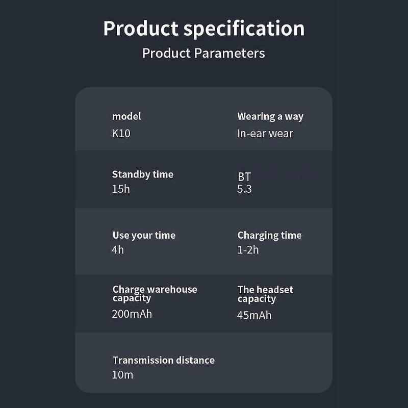 High-quality K10 Wireless Earbuds In-ear Headphone Bt Earphones Sport Earbuds