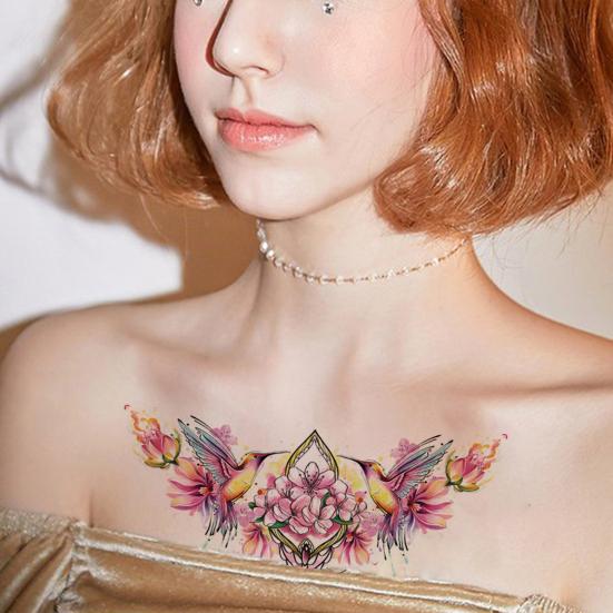 Temporary Tattoo Colorful Removable Quick Apply Skin-touch Temporary Body Art Easy to Use Waterproof Flower Tattoos Sticker Personal Use