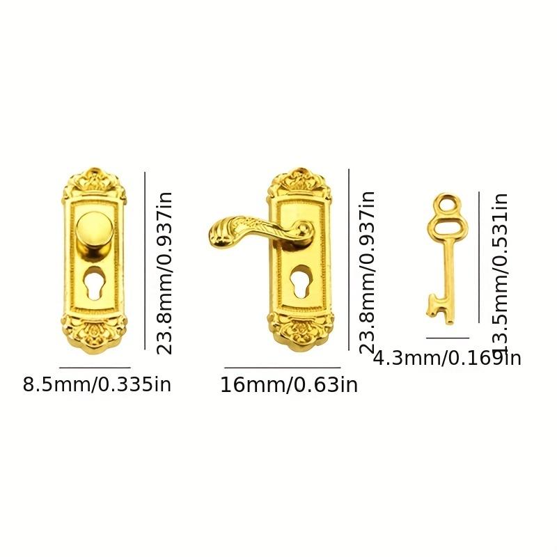Retro Style 1/12 Scale Dollhouse Lock Key Set Miniature Door Handles Brass Knobs Mini Furniture Pull Doll House DIY Accessories