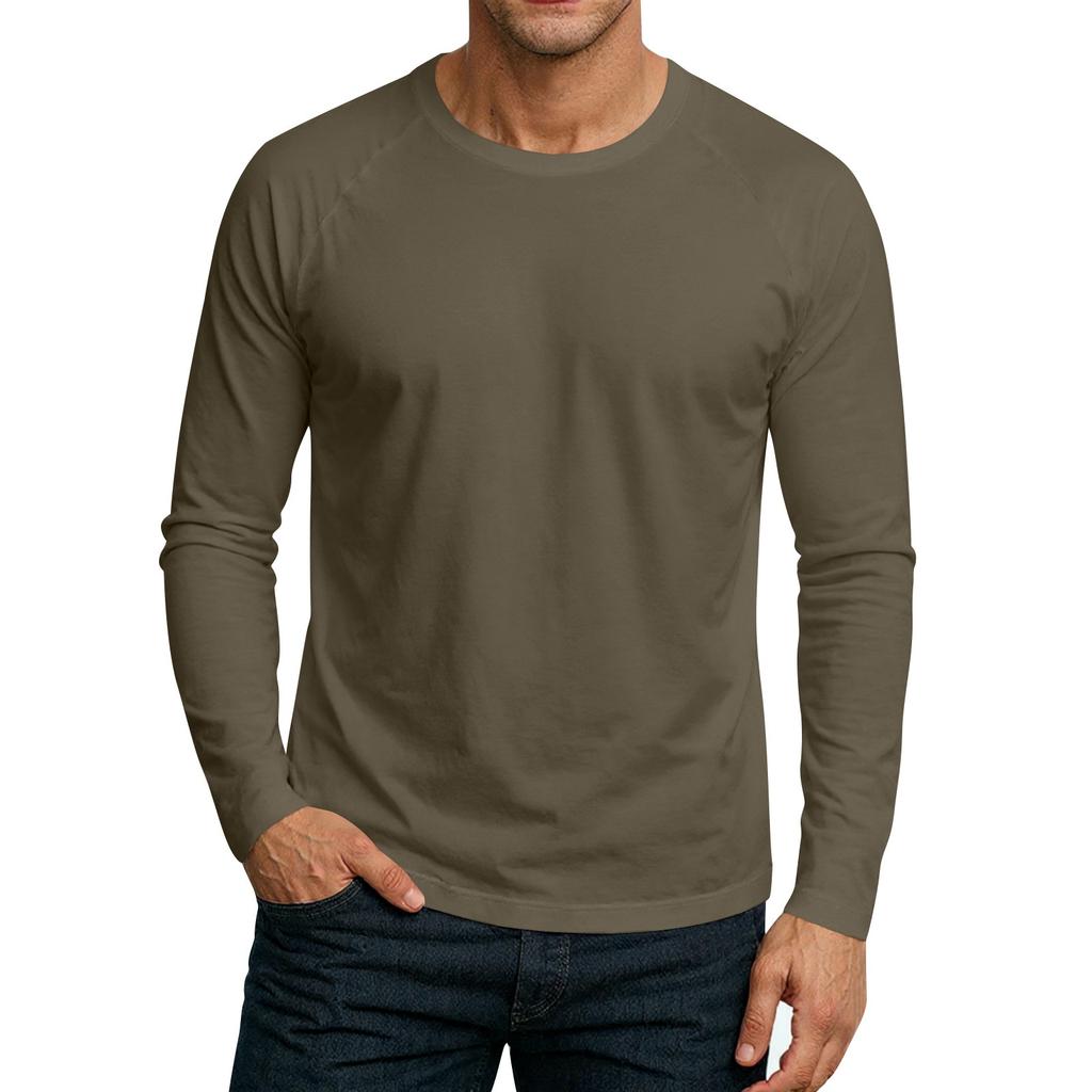 Men's Round Neck Plunger Long Sleeve T-Shirt Top