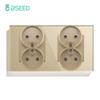 BSEED French Standard Single Wall Power Sockets Double Sockets Dual Electrical Outlets Glass Panel Children Protection 16A