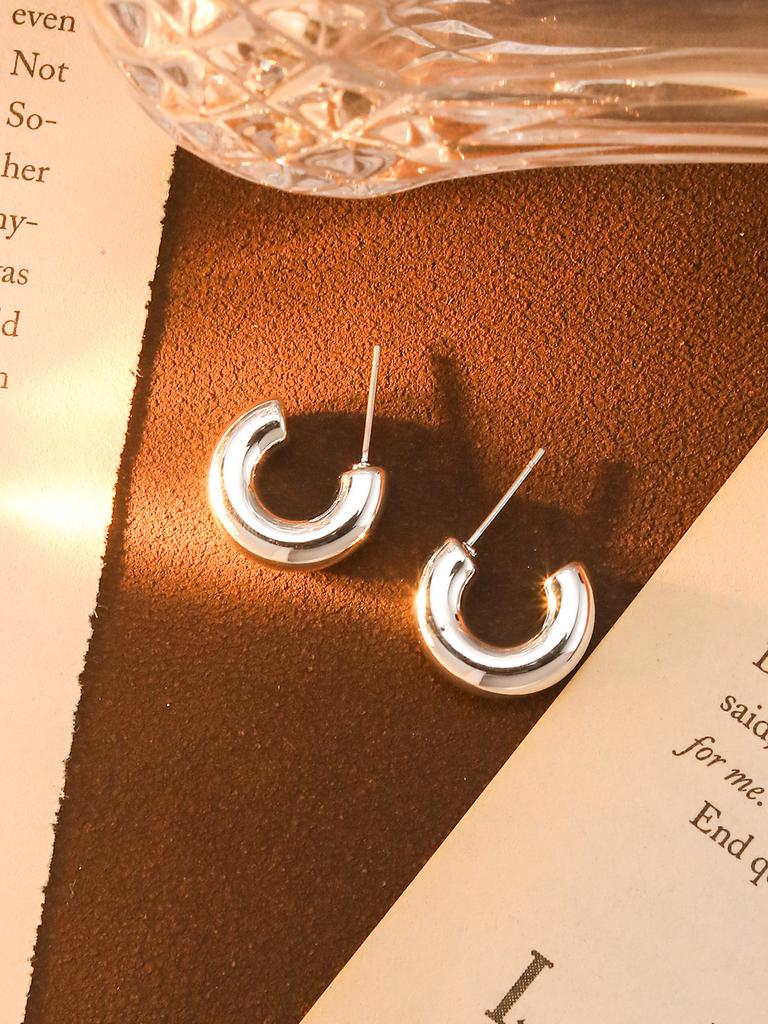Classic Trendy Gold Color Irregular Acrylic C-shaped Pentagon Flower Stud Earrings for Women Korean Charm Jewelry Accessory Gift