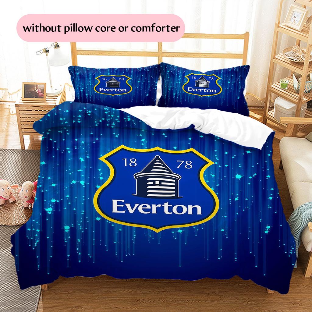 Everton Football Club Pattern Bedding Quilt Set Home Decoration Gift (1 * duvet cover + 2 * pillowcase without core)
