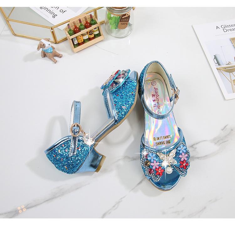 2025 Spring Korean Style Girls' Princess Bow High Heel Open-Toe Sandals