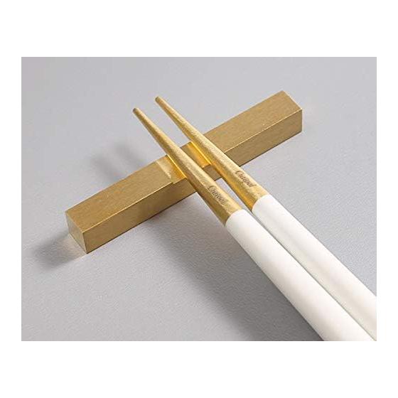 Cutipol GOA White Gold Chopsticks and Chopstick Rest Set G029GW - Portuguese Cutlery, Ergonomic Design, Matte Finish, Nordic Style