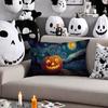 Halloween Pillow Cover Pumpkin under Starry Night Pillowcase Artistic Pillow Case for Bedroom Living Room Guest Rooms Sofa Decor