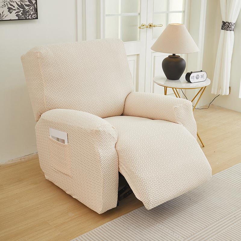 1/2/3 Seater Recliner Sofa Cover Solid Color Cushion Cover Sofa Cover Lazy Chair Jacquard Waterproof Leaf Shapeed Sofa Covers