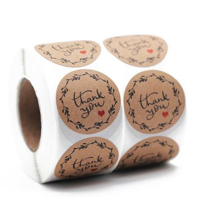 Round Natural Kraft Thank You Sticker Seal Labes 100-500 Pcs Hand Made With Love Sticker Paper Scrapbooking Stationery Sticker