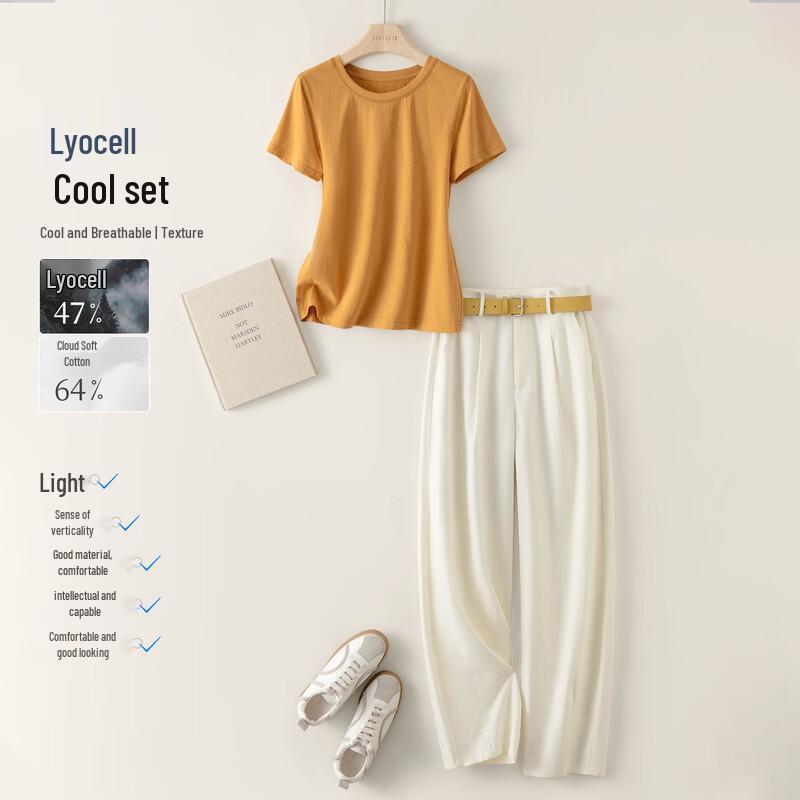 IHIMI Women s Summer Urban Chic Two-Piece Cotton Set 2XL