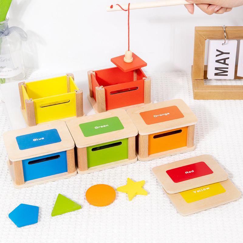 Color Classification Wooden Coin Box Toy For Cognitive Skill Fine Motor Training