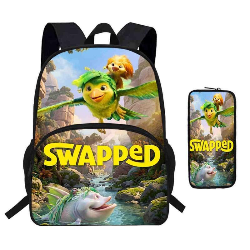 Kinder Cartoon Rucksack Federmäppchen Set Schule Leicht Wirbelsäulenfreundlich Atmungsaktiv Oxford Stoff Mit Lustigem Druckdesign