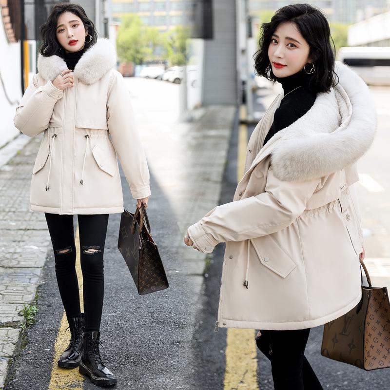 Autumn and Winter Parka Mid To Long Down Coat, Cotton Jacket Adding Velvet and Thickening Cotton Coat, Warm and Casual Cotton Jacket