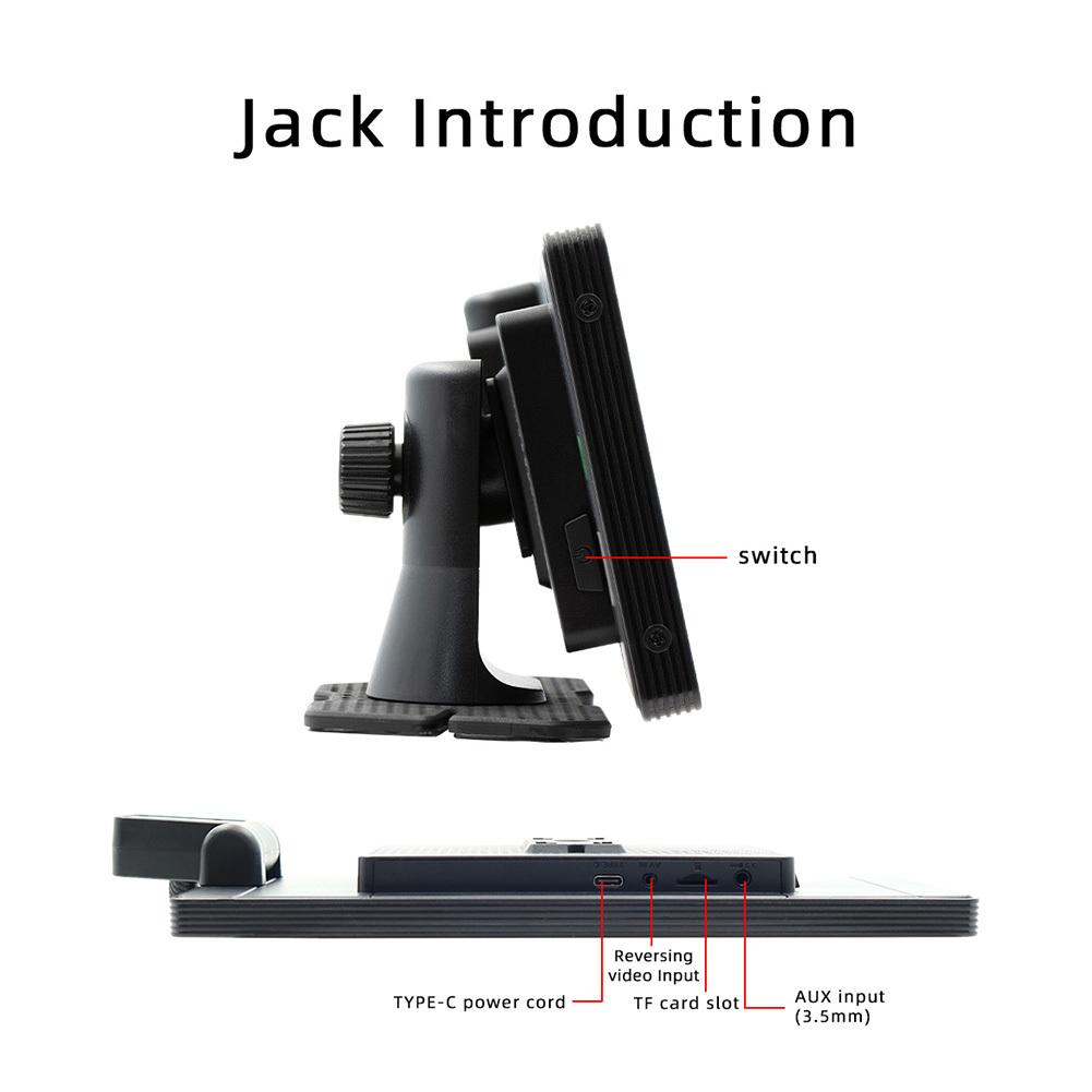 10,26 Zoll kabelloser tragbarer Bildschirm HD IPS-Bildschirm Auto-Audioempfänger mit Cabrio-Kamera Kompatibel für Android Auto