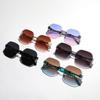 Glasses Borderless Chain Sunglasses Women'S Rhombus Square Sunglasses Men'S Diamond Trimmed Glasses