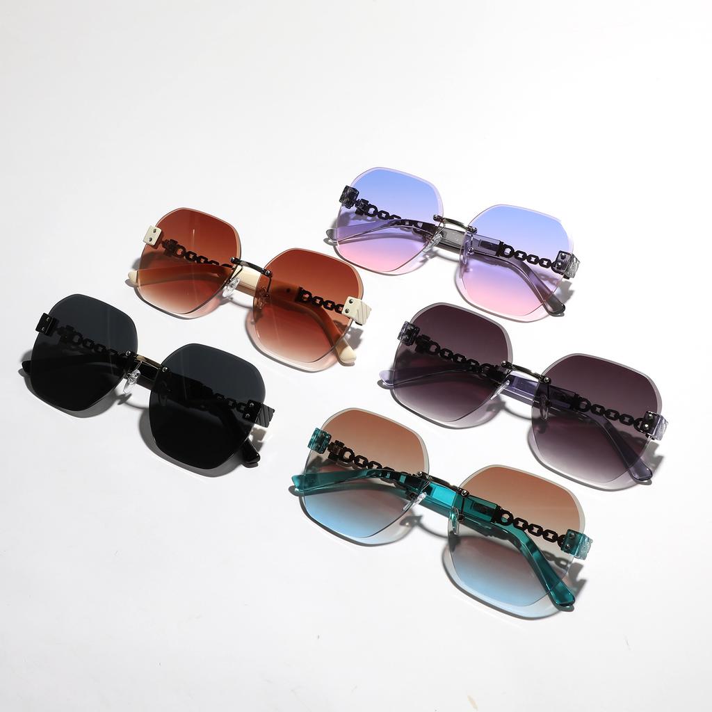 Glasses Borderless Chain Sunglasses Women'S Rhombus Square Sunglasses Men'S Diamond Trimmed Glasses