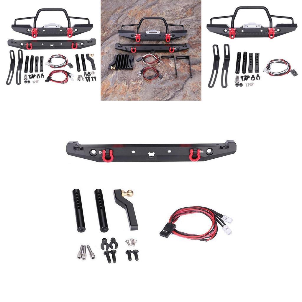 High Quality Metal Rc Rock Crawler Bumper With Bright Led Lights For Axial Scx10 9004