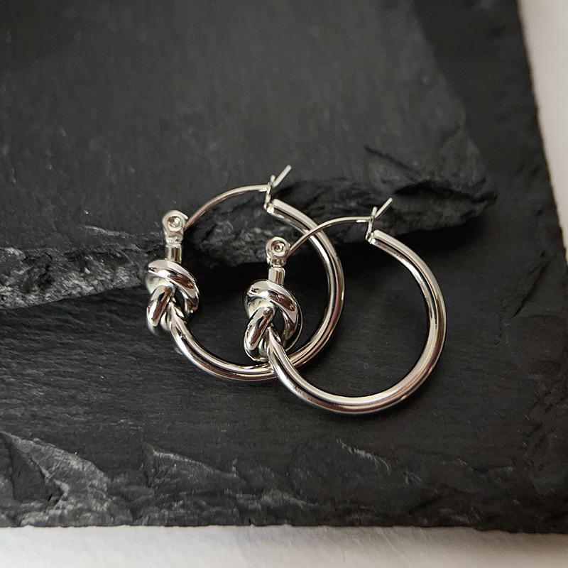 18k Gold Plated 316L Titanium Steel Knot Circle Stud Earrings