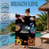 Custom Name Five Nights horror Theme Heart In Space Adventure Microfiber Beach Towel, Lightweight for Summer Travel, Swimming Pool Fan Gift
