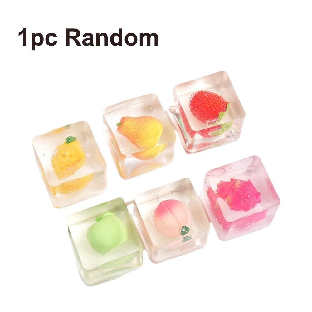 1pc Random Slow Rebound Ice Cube Squeeze Toy with Fruits Mochi Squish Foam Toy Student
