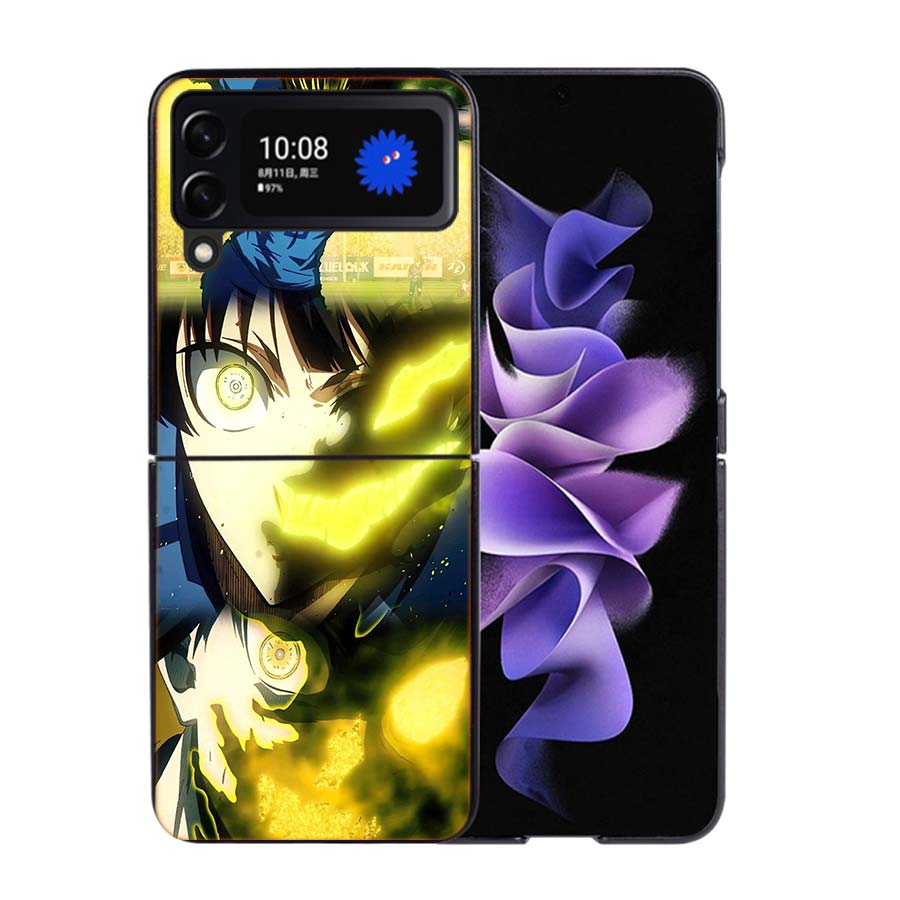 Blue Lock Anime Phone Case For Samsung Z Flip 7 6 5G Galaxy Z Flip4 Z Flip5 Z Flip3 Coque Black Hard PC Shell Protective Cover