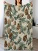 Gezellige Vintage Kerst Plaid Met Dennenappel & Blad Ontwerp - Zacht Flanellen Accentstuk, Perfect Voor Bank Of