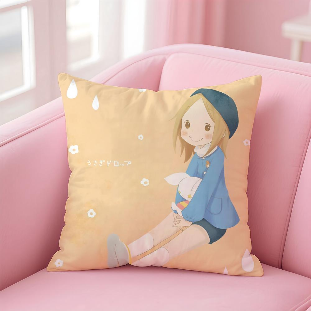 Cute Heartwarming Anime BBunny Drop Cushion Cover Pillowcase Short Plush Invisible zipper Room Sofa Cushion Cover