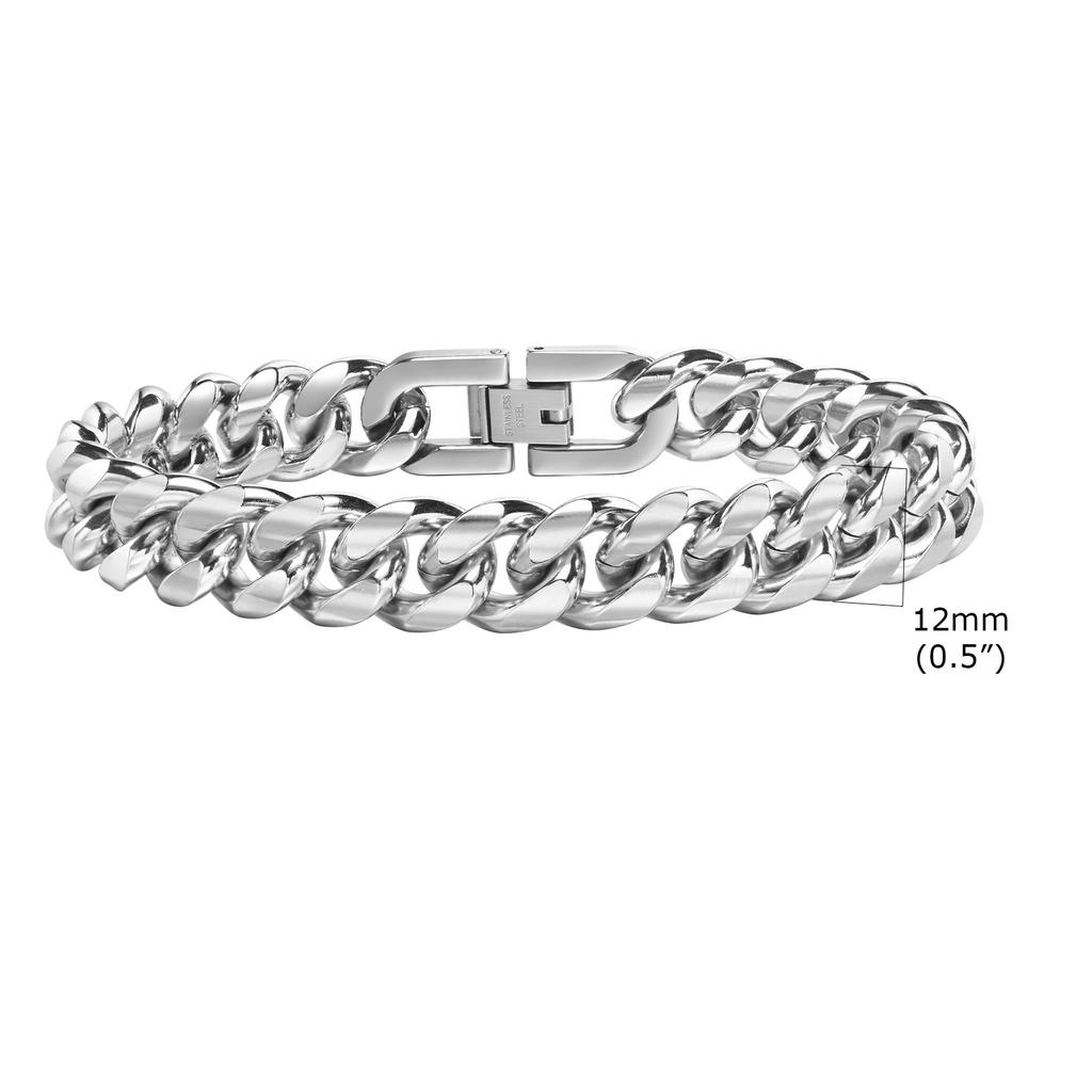 Vnox 18cm/20cm/22cm Stainless Steel Bold Cuban Bracelets for Men Women,6mm/8mm/10mm/12mm Width Miami Curb Links Wristband Gift