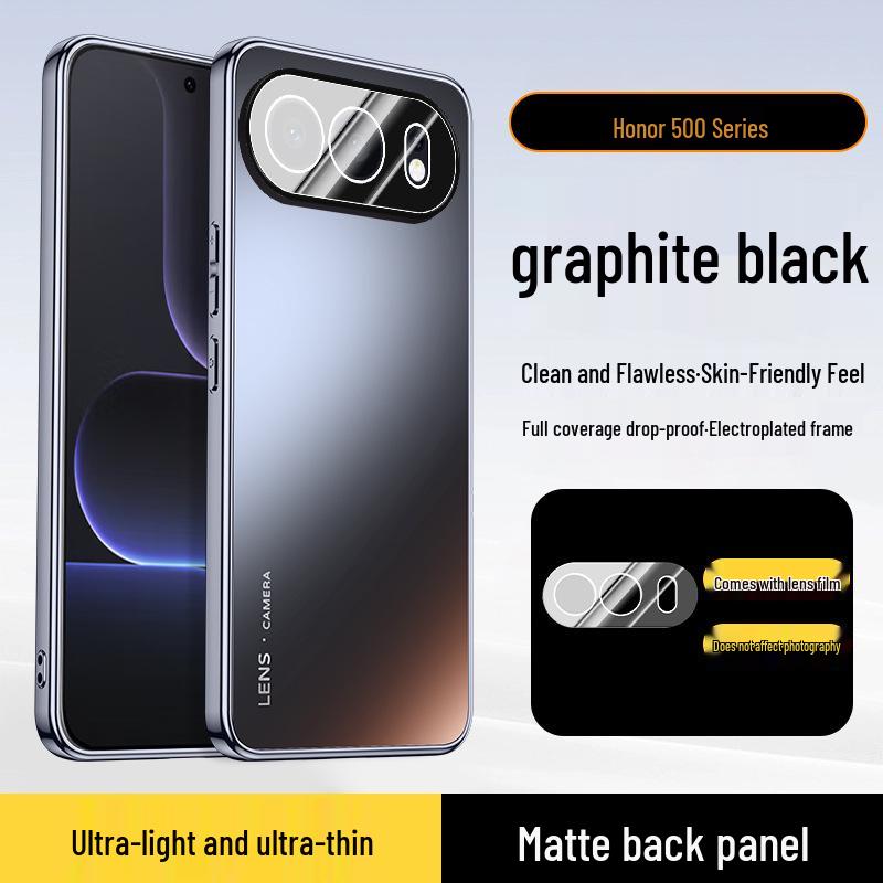 Electroplated Phone Case with Frosted 400 Lens Protection for Honor 80/90/100/200/300 Series