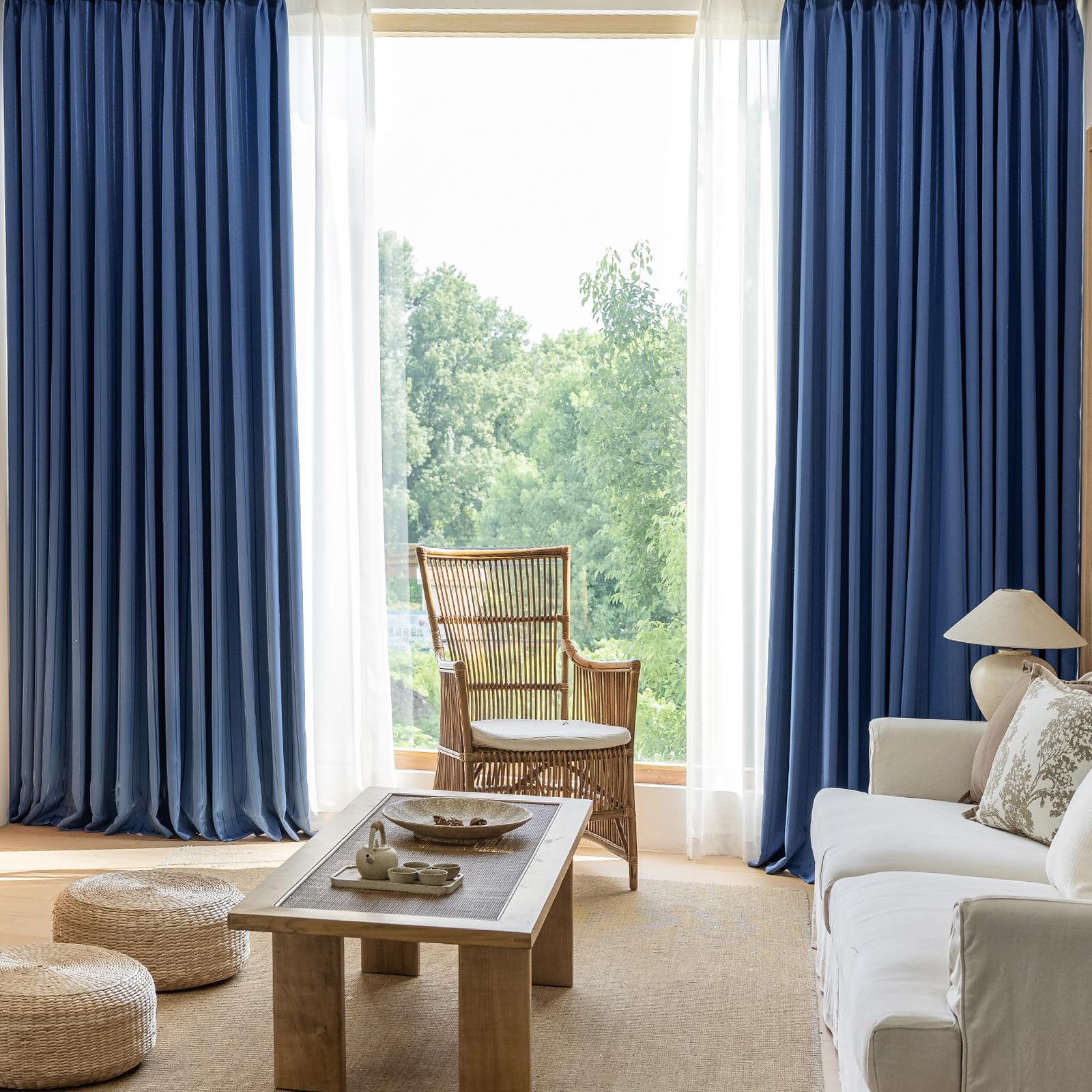 

МИР Блэкаут Класс Комната Однотонный Тепловой Тепловой УФ для Гостиной и Спальни Ширина 100см х Длина Комплект из 2 Штор 2 Кружевные Шторы, 1, Звукоизолирующий,