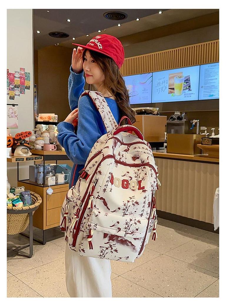 Trendy Batoh ve stylu tušové malby - Velká kapacita, Všestranná školní taška pro studenty