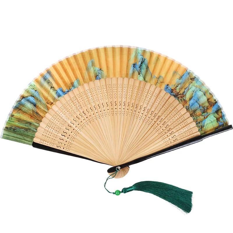 296 Chinese Style Cut Out Folding Fan 7-Inch Women's Fan Summer Catwalk Folding Fan Chinese Ancient Style Ancient Chinese Clothing Dance Fan Portable