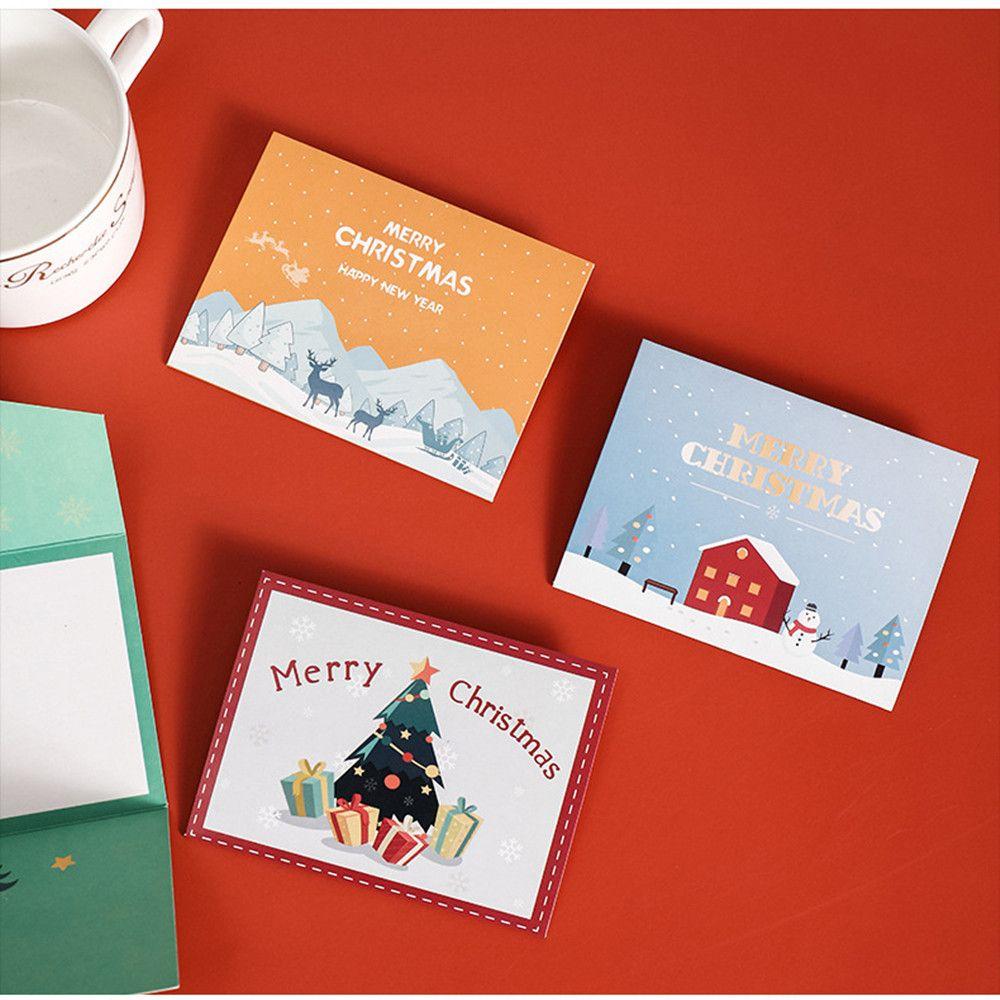 1/10PCS Kreativt Tryckt Papper Grattiskort Set Julklappskort Vinterhelg God Jul