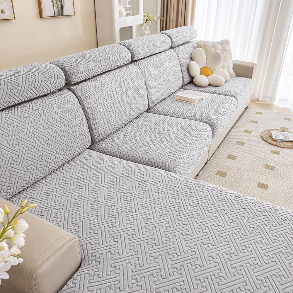 Jacquard Seat Covers For Sofa Living Room Solid Colors Elastic Sofa Slipcovers Easy Fit  Couch Covers Washable Removable Home