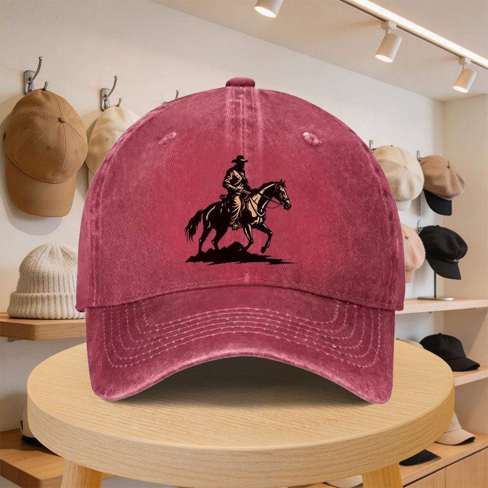 A MenS Baseball Cap Featuring a Horse Riding Design This Stylish And Casual Hat Is Adjustable And Perfect for Outings During S
