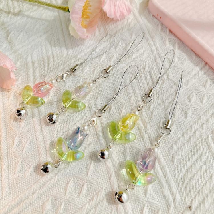 Tulips Flower Bell Hangings Pendant Phone Strap Cute Bag Decoration for Girls