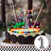 1pcsBirthday Candle Number Checkered Candle Birthday Party Decoration Cake Topper for Racing Car Party Decoration Theme Party