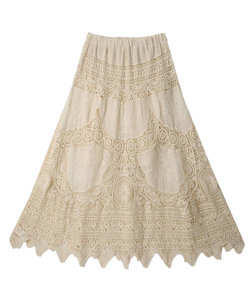 VIKINI VENDER Cesaria Crochet Lace Long Skirt