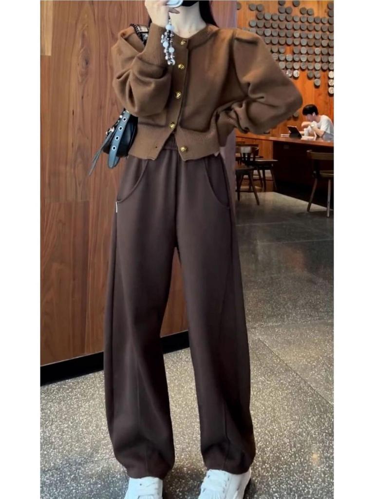 Scimitar Women's Fleece Lined Wide Leg Sweatpants - Autumn Winter Casual Sports Pants